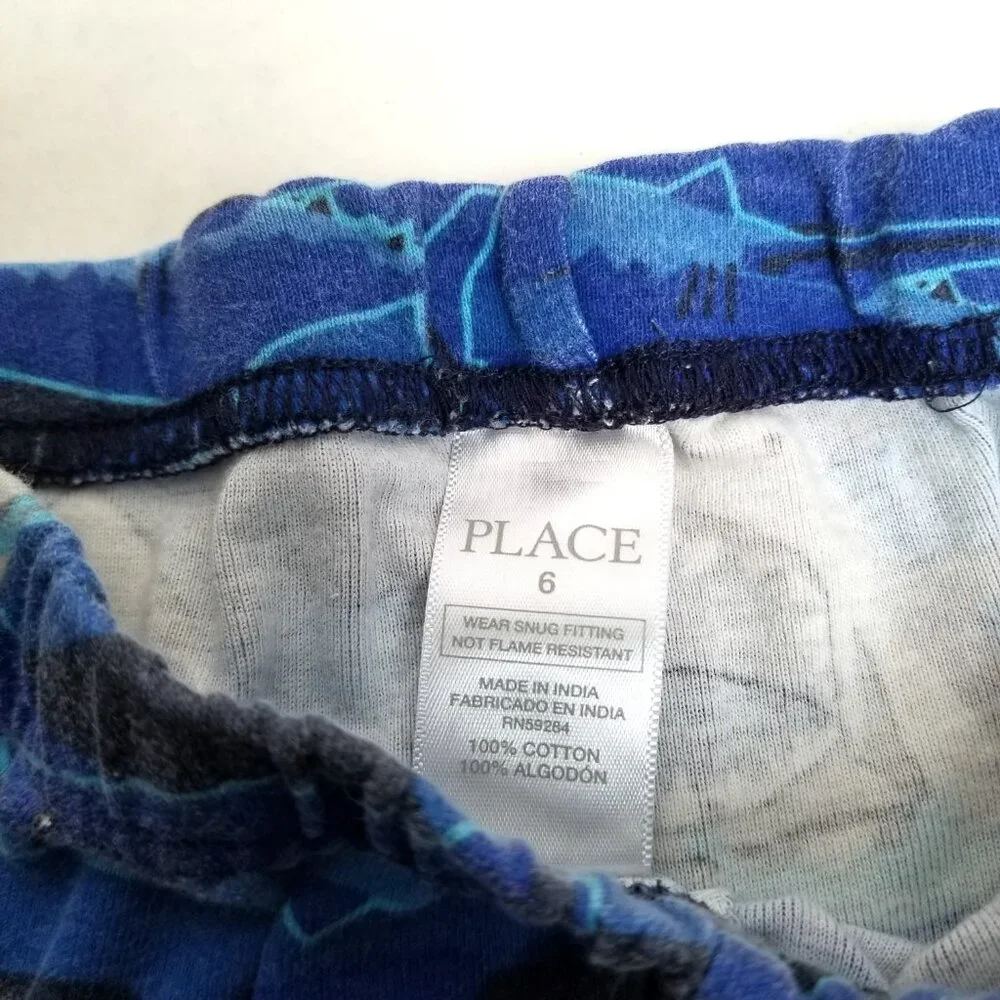 Childrens Place Kids Shark Print Leggings 6 Blue Ocean Cotton Sleep Pants